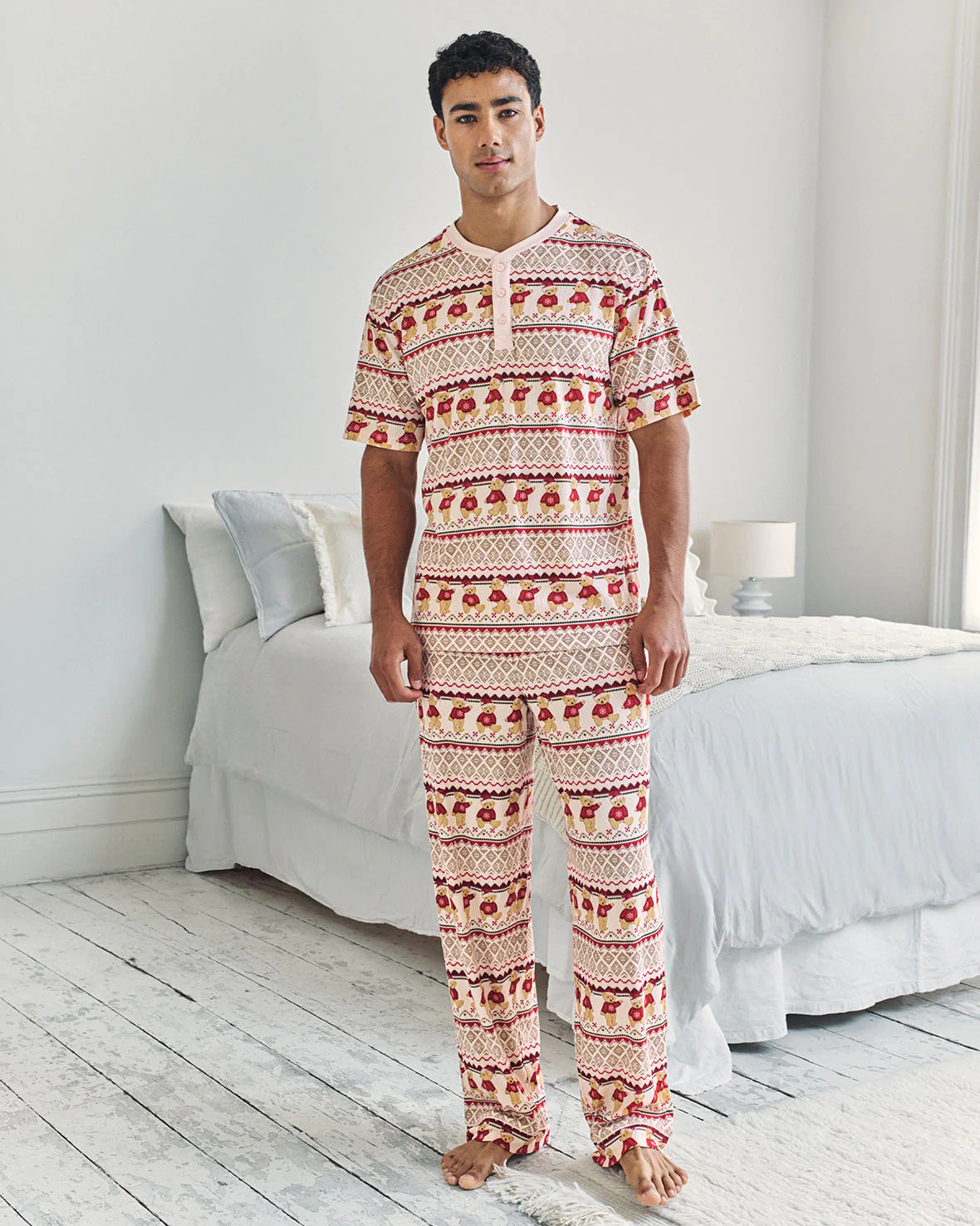 Peers the Bear Christmas Fair Isle Print Long Pyjama Set | Chelsea Peers NYC