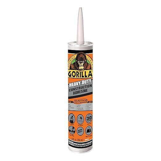 Gorilla 8010003 Heavy Duty Construction Adhesive 9 Ounce Cartridge, 1-Pack, White | Amazon (US)