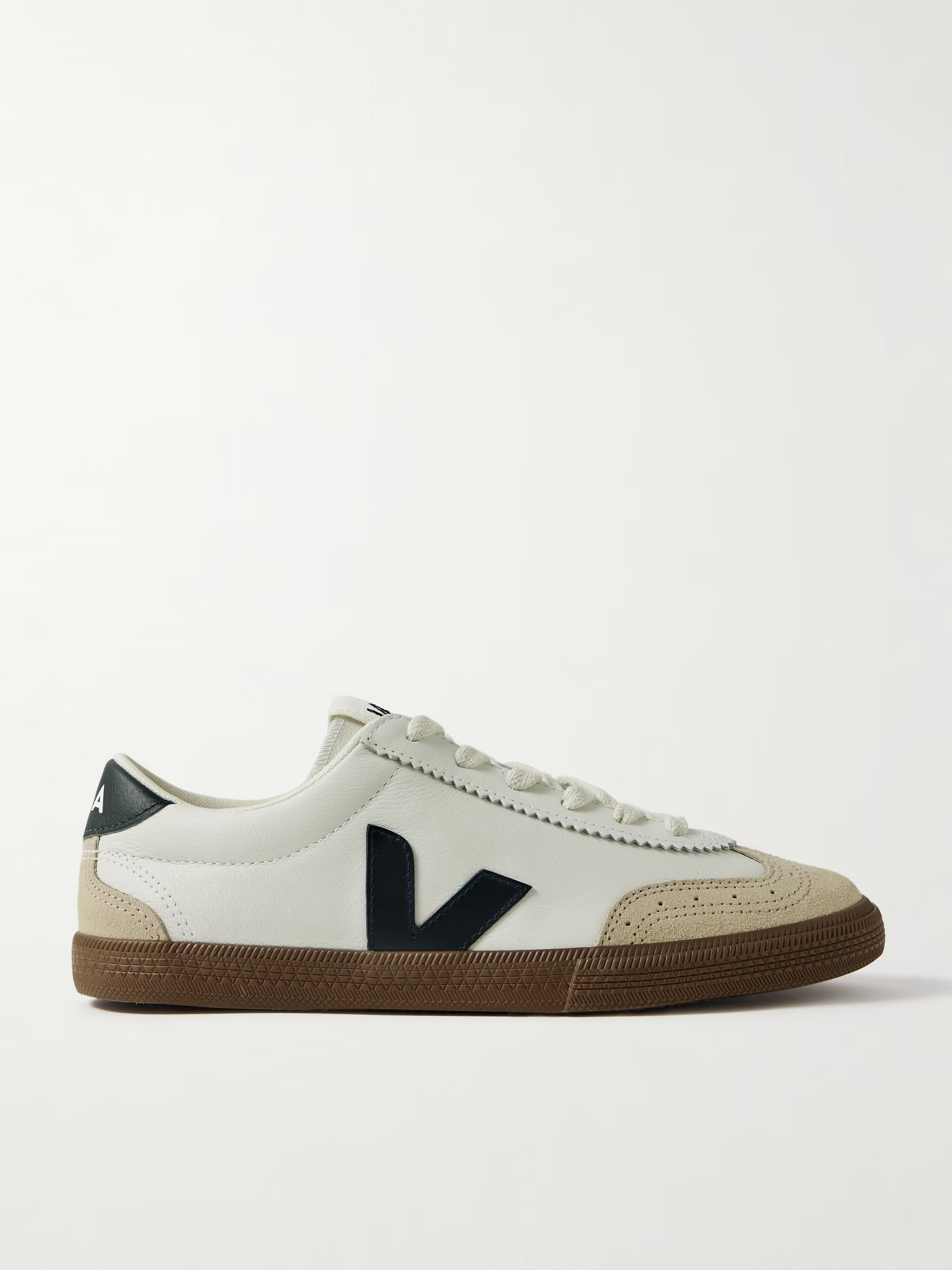 Volley suede-trimmed leather sneakers | NET-A-PORTER (US)