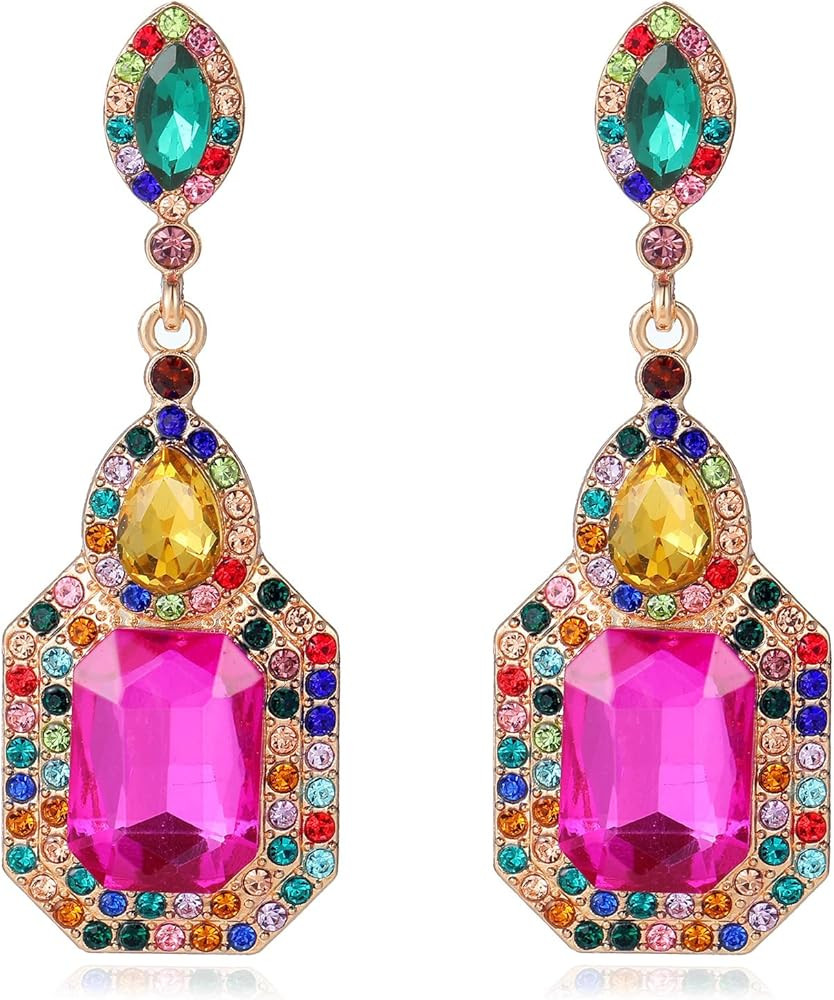 Vintage Rhinestone Statement Earrings Fancy Crystal Chandelier Dangle Drop Earring for Women Form... | Amazon (US)