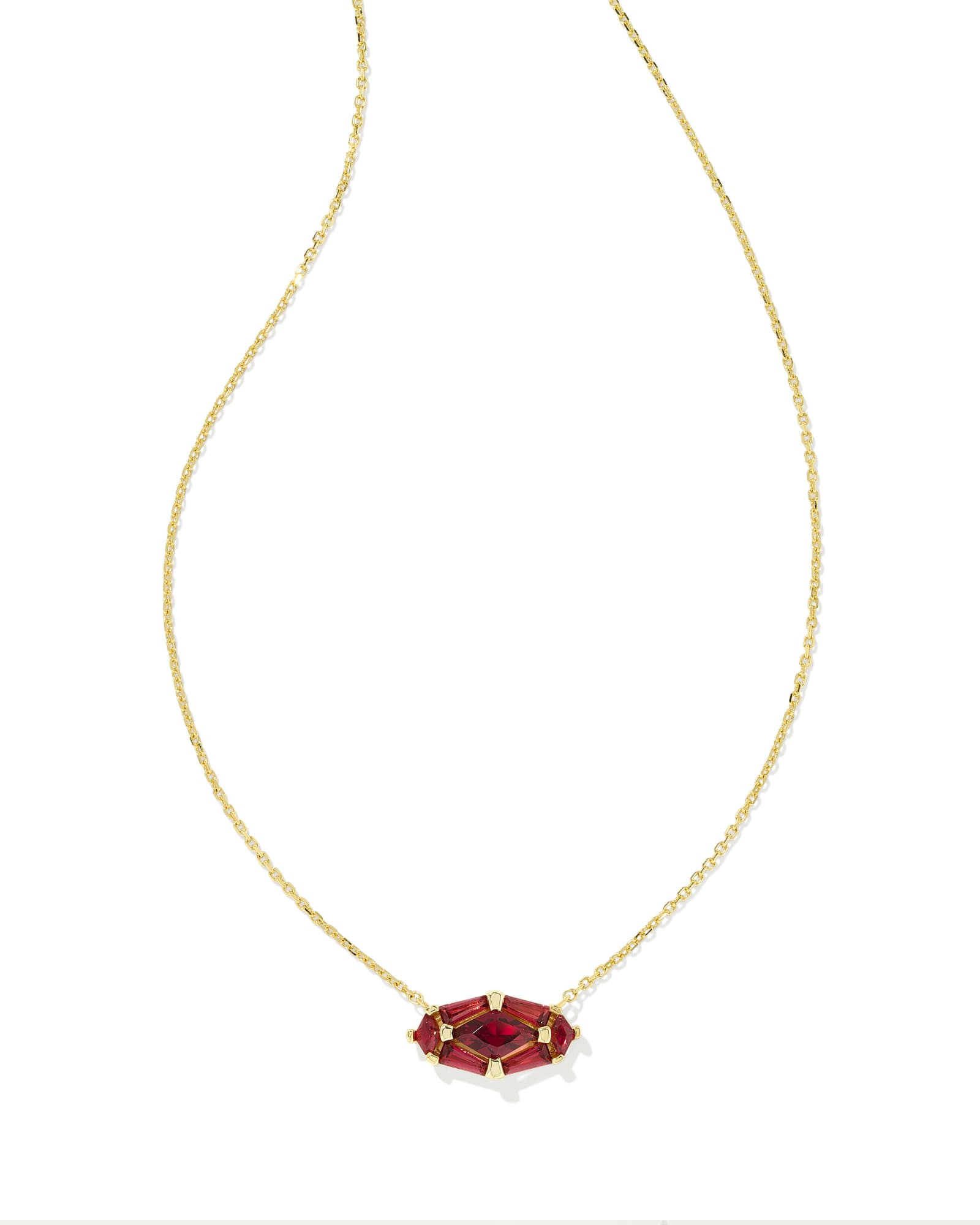 Kendra Scott Lindy Rae Elisa Gold Short Pendant Necklace in Red | Crystal | Kendra Scott