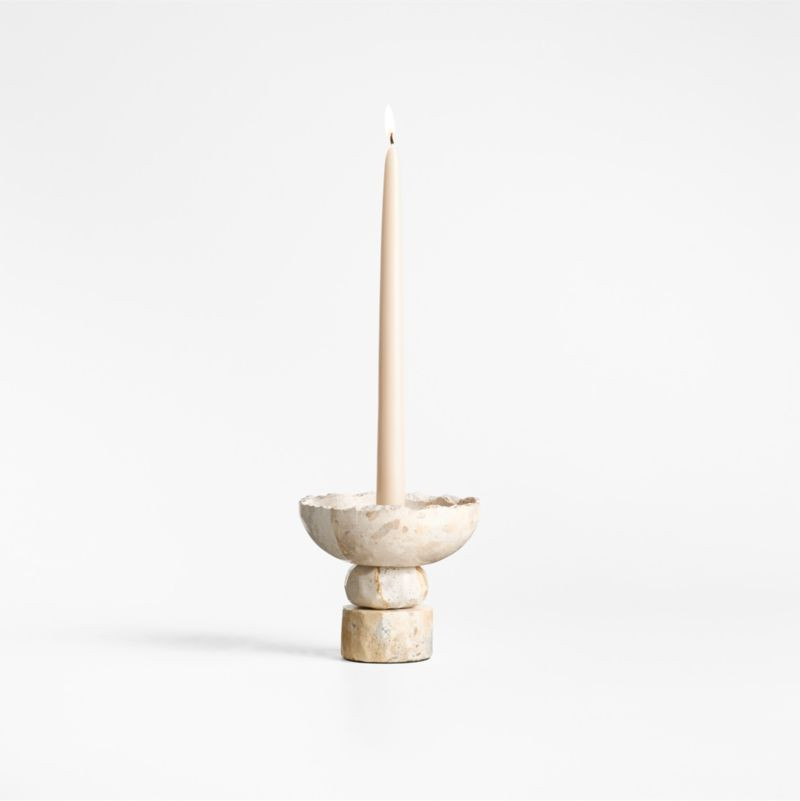 Toulouse Marble Taper Candle Holder by Laura Kim + Reviews | Crate & Barrel | Crate & Barrel