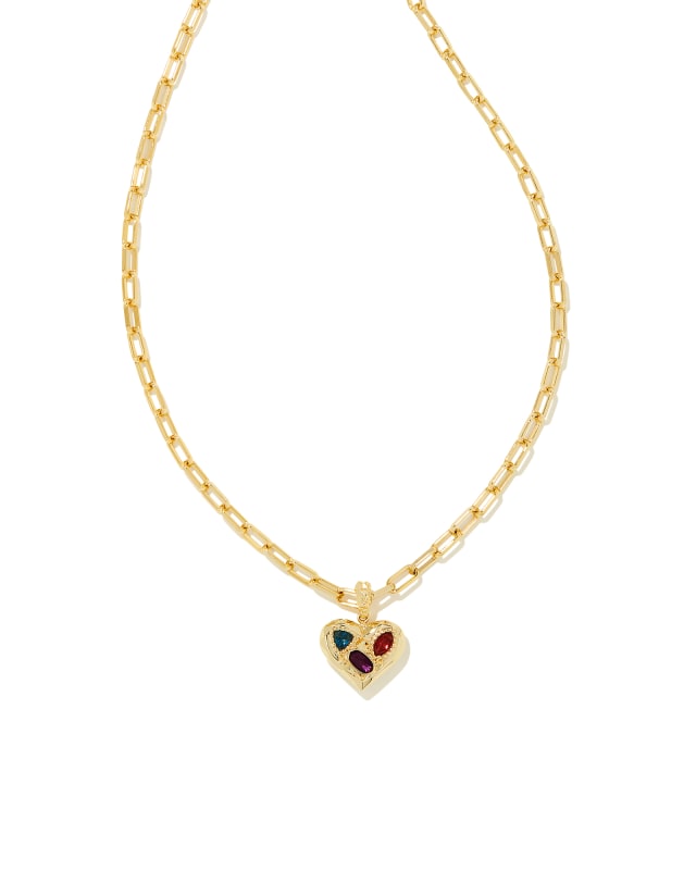 Penny Gold Heart Short Pendant Necklace in Multi Mix | Kendra Scott | Kendra Scott