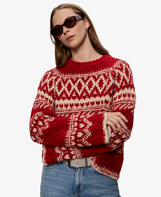 Sanctuary Women's Fair-Isle Crewneck Dropped-Shoulder Sweater - Macy's | Macy's