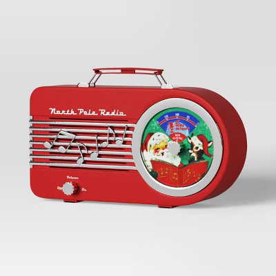 6" Retro North Pole Radio Decorative Christmas Figurine Red - Wondershop™: Santa, Reindeer, Music, Indoor Holiday Decor | Target