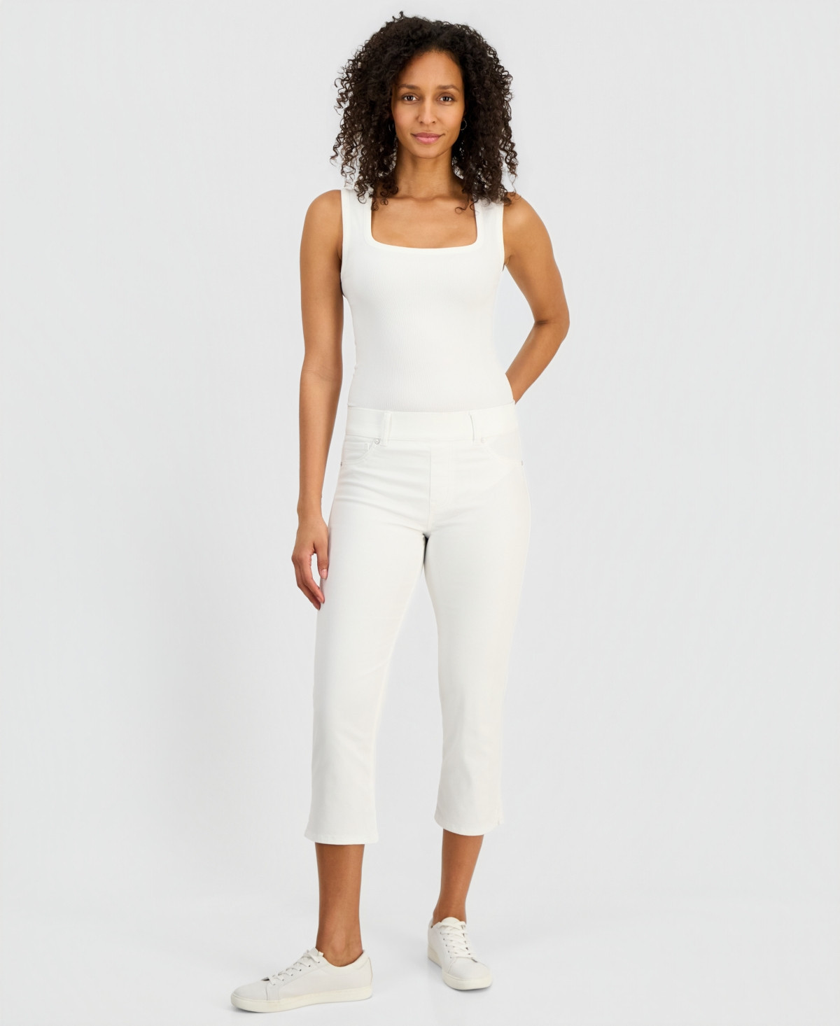 Style & Co Petite Slim Fit High-Rise Capri Jeans, Macy's Exclusive - Bright White | Macy's