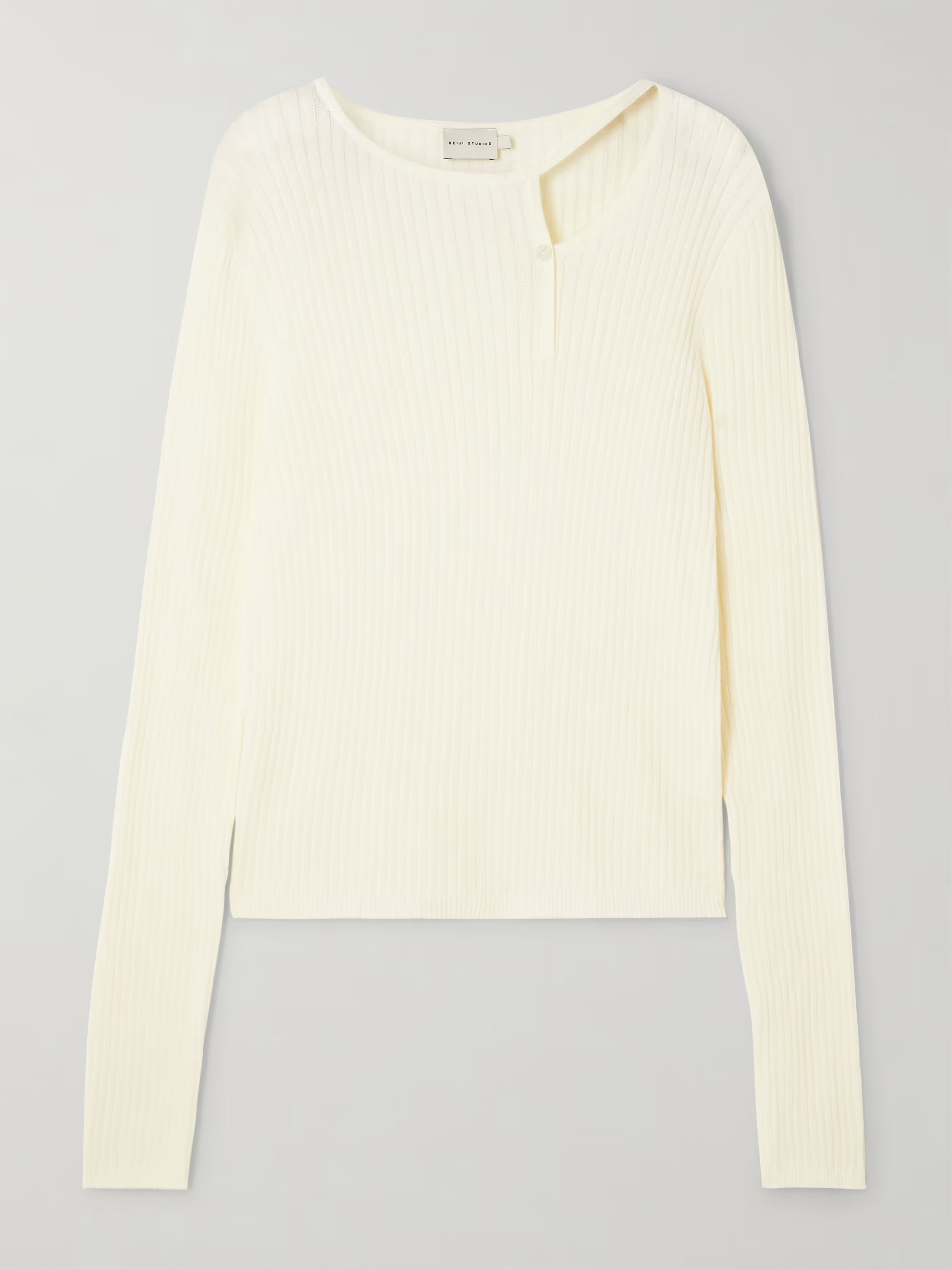 Asymmetric cutout ribbed cotton and cashmere-blend sweater | NET-A-PORTER (UK & EU)