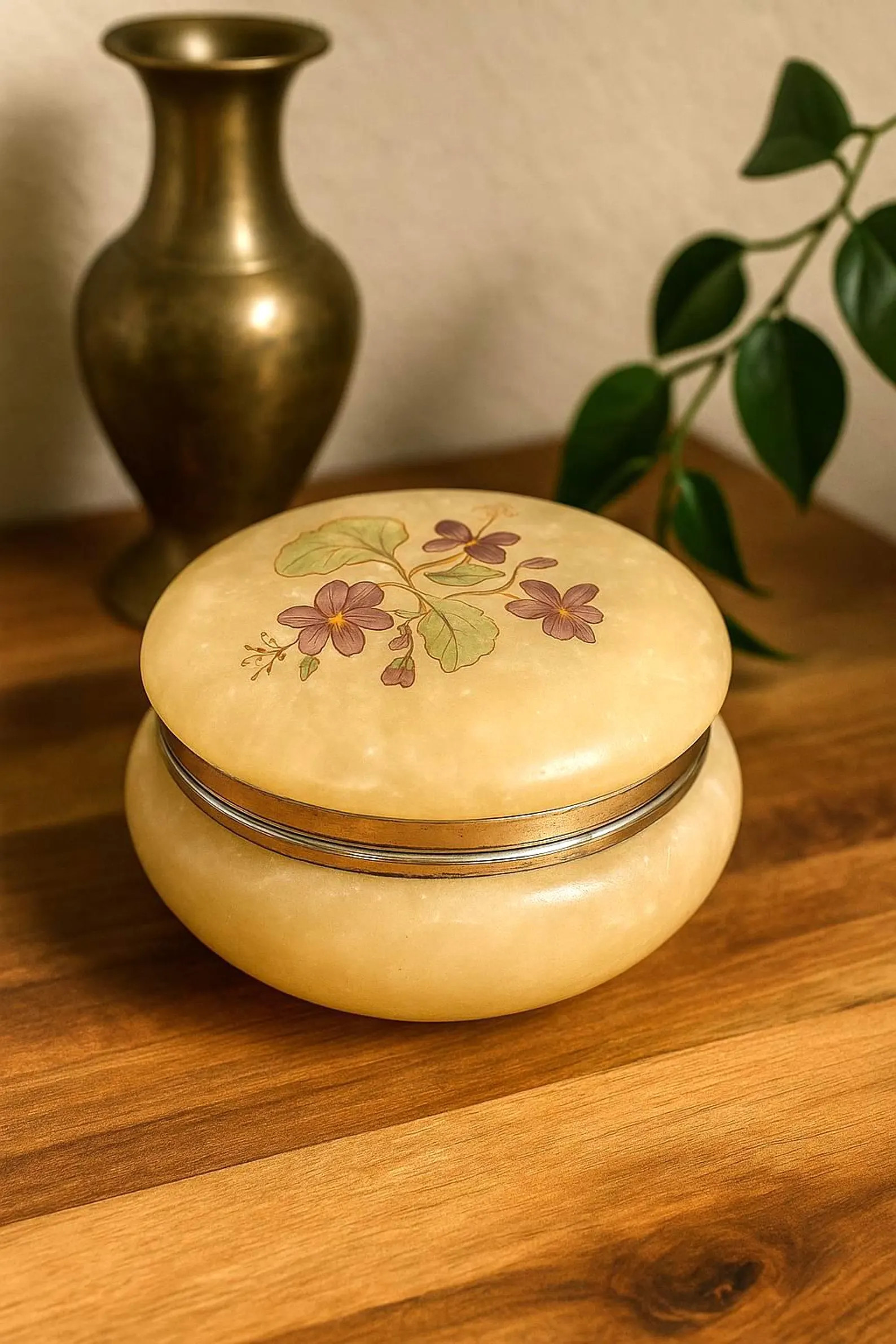 Vintage Alabaster Trinket Box: Hand-painted Floral Lid, Mid-century Italian Decor - Etsy | Etsy (US)