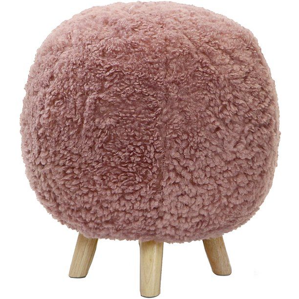 Critter Sitters 19" Seat Height Plush Pouf Ottoman in Pink with 4 Spindle Legs - Furniture for Nu... | Walmart (US)
