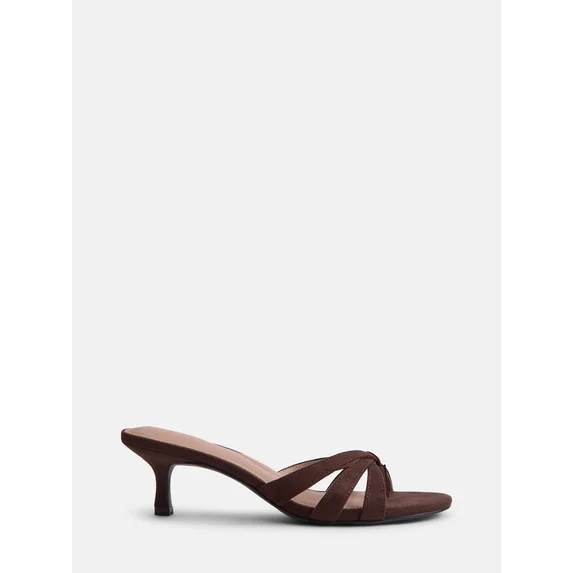 Time and Tru Women's Faux Leather Kitten Heel Mule Sandals | Walmart (US)