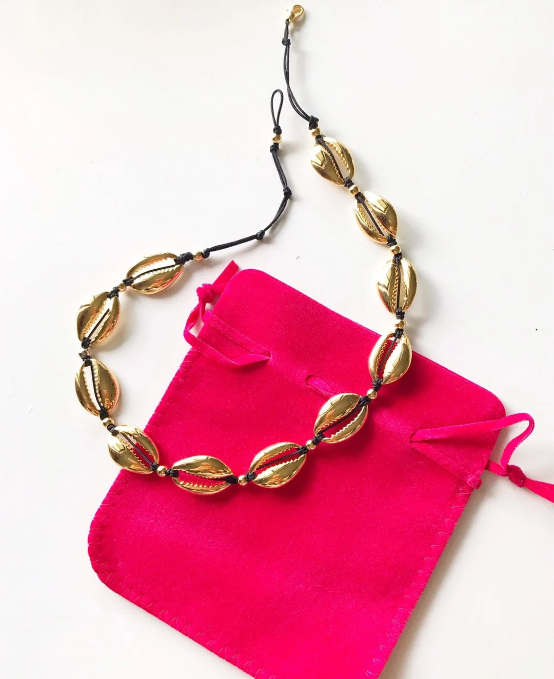 Cowrie Shell Necklace Brass 24k Gold Plated Charm Silver Choker Cord - Etsy | Etsy (US)