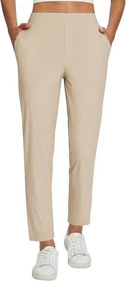 BALEAF Womens Travel Pants Lightweight Stretch with Zipper Pockets Petite Ankle Dressy Golf Work ... | Amazon (US)