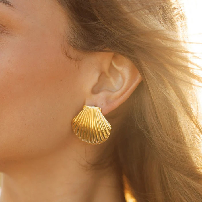 Delphine Shell Stud Earrings | Liv Bella Vita
