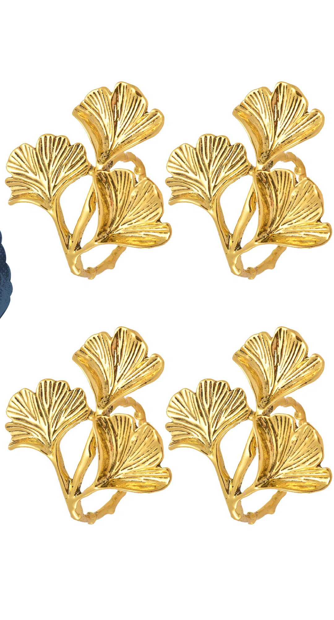 Set of 4 Gold Ginkgo Leaf Napkin Rings – Elegant Christmas Table Decor for Holiday Dinner Setti... | Wayfair North America