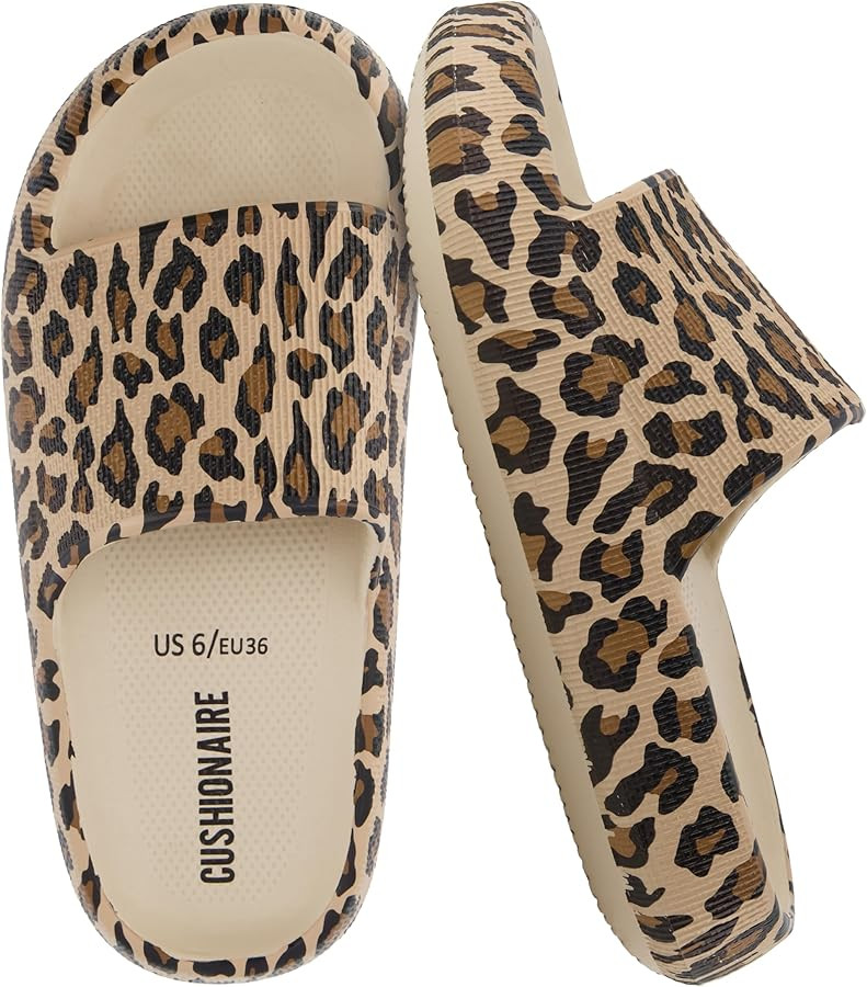 CUSHIONAIRE Feather EVA Slides for Women \u2013 Comfortable Slip On Womens Slippers, Indoor Outdo... | Amazon (US)