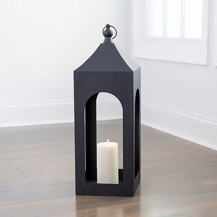 Matte Black Hampshire Metal Lantern, 30 in. | Kirkland's Home