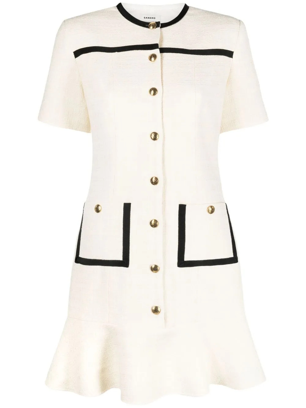 SANDRO button-detail Tweed Minidress - Farfetch | Farfetch Global