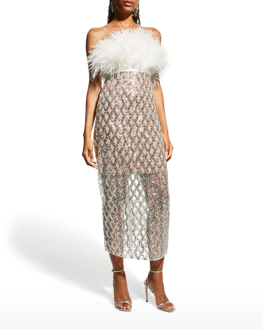 Bronx and Banco Afiya x Coco Feather Dress | Neiman Marcus