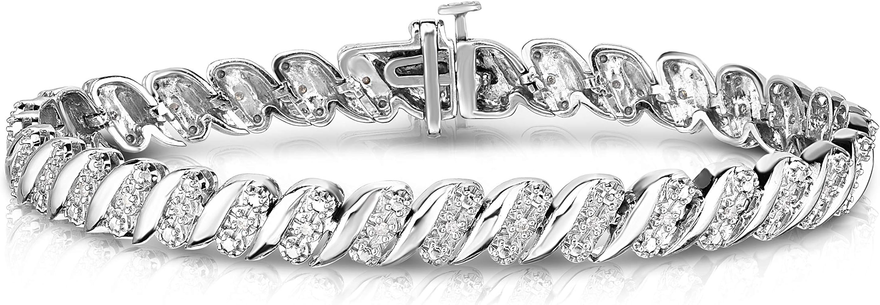 NATALIA DRAKE 1/4 Cttw Wave Link Diamond Tennis Bracelet for Women in 925 Sterling Silver Color I... | Amazon (US)