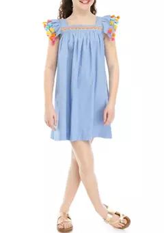 Crown & Ivy™ Girls 7-16 Pom Flutter Sleeve Dress | Belk