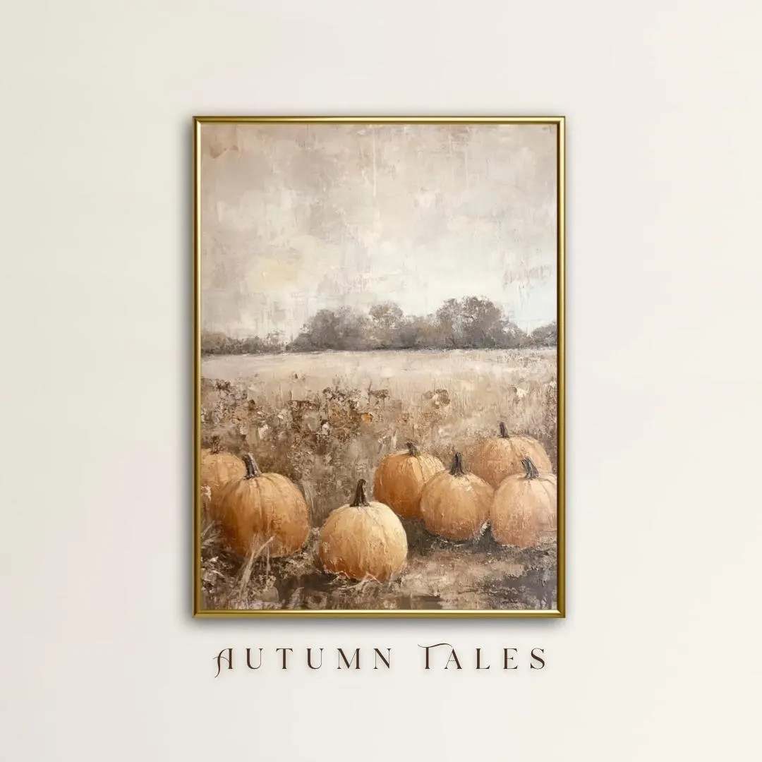 Pumpkin Harvest Farm Vintage Fall Wall Art Print, Printable Rustic Moody Farmhouse Decor, Cozy Fr... | Etsy (US)