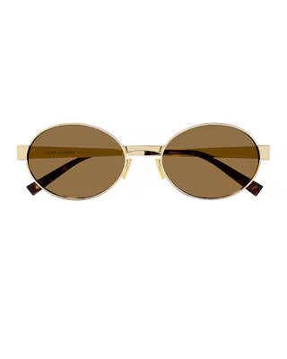 Saint Laurent Round Sunglasses in Gold & Brown | FWRD | FWRD 