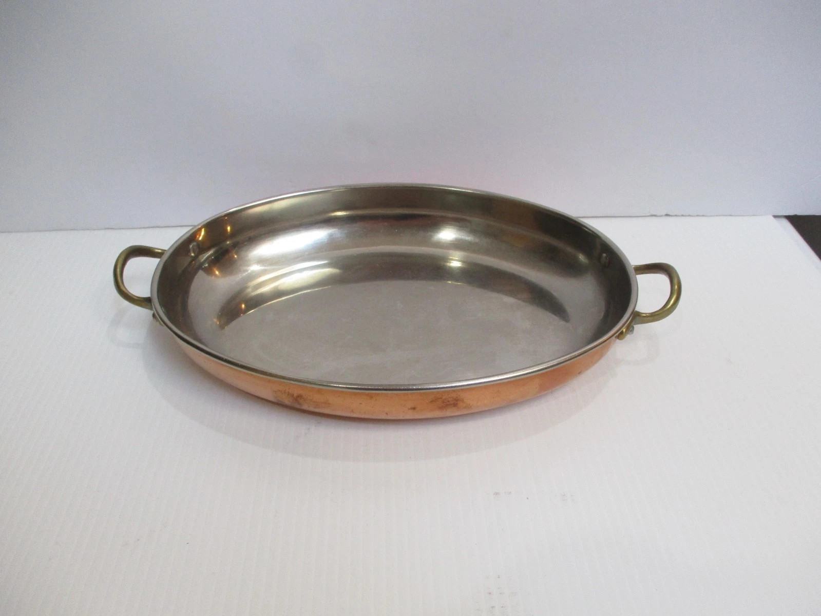 Vintage Copper Gratin Tin Lined Oval Pan Dish Cookware w Brass Handles 11"x7" | eBay | eBay US