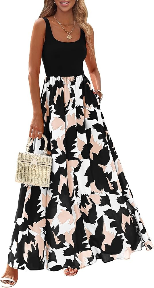 KIRUNDO Women's Summer Maxi Dress Boho Floral Long Sundress | Amazon (US)