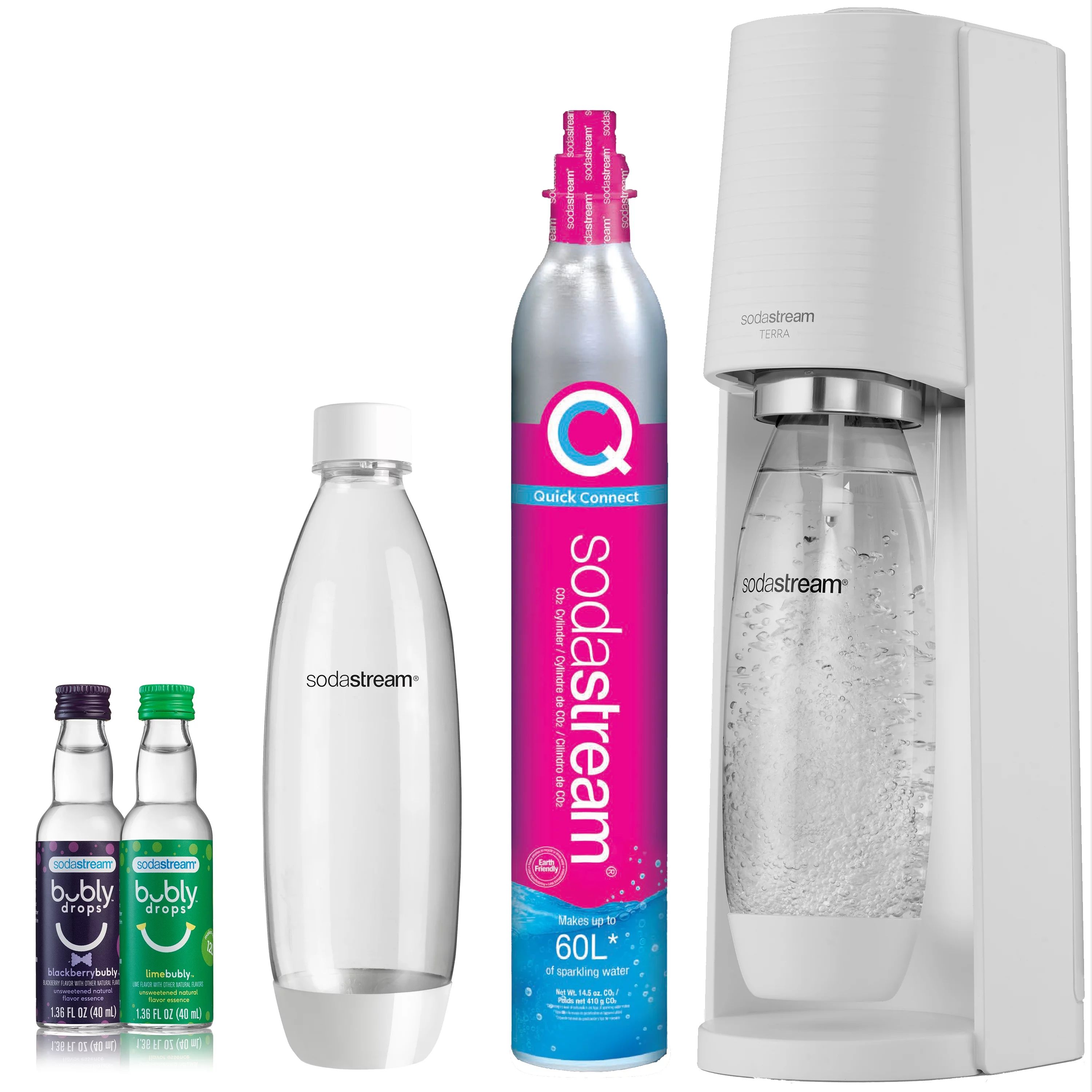 SodaStream Terra Sparkling Water Maker (White) Bundle with CO2, 2 Bottles and 2 bubly Drop - Walm... | Walmart (US)