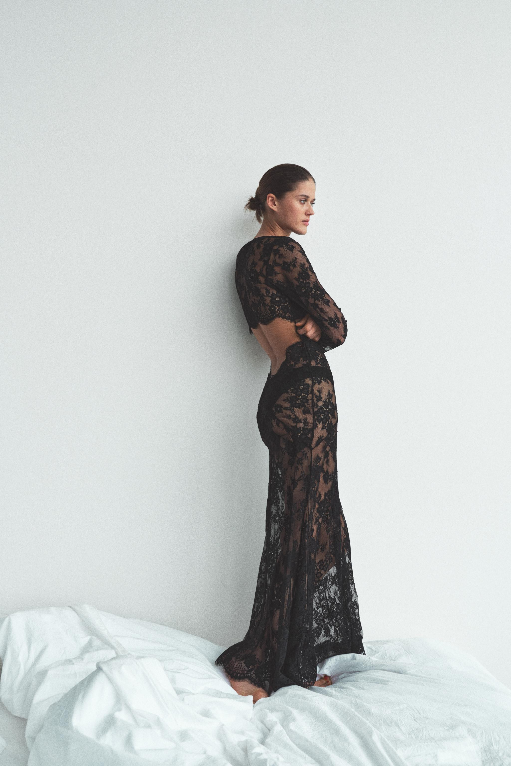 LONG LACE DRESS WITH BACK NECKLINE | Zara US