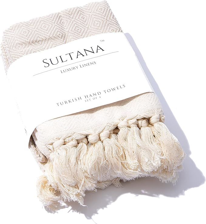 Sultana Luxury Linens - Turkish Hand Towels Set of 4 | 100% Turkish Cotton | Decorative Kitchen a... | Amazon (US)