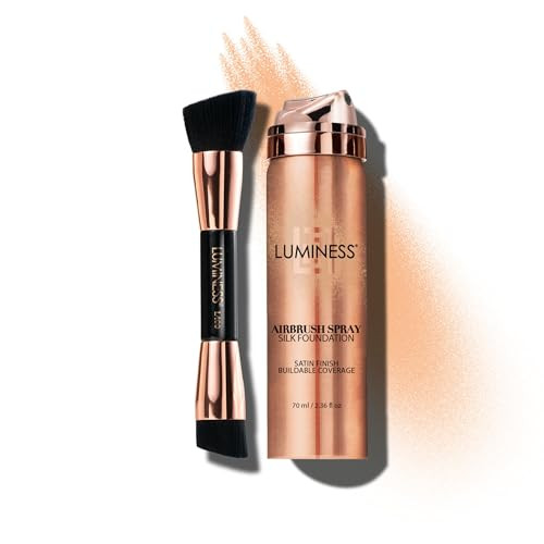 LUMINESS Silk Airbrush Spray Foundation & Buffing Brush Kit - Light Medium, Unisex, Skin Foundation Concealer | Amazon (US)