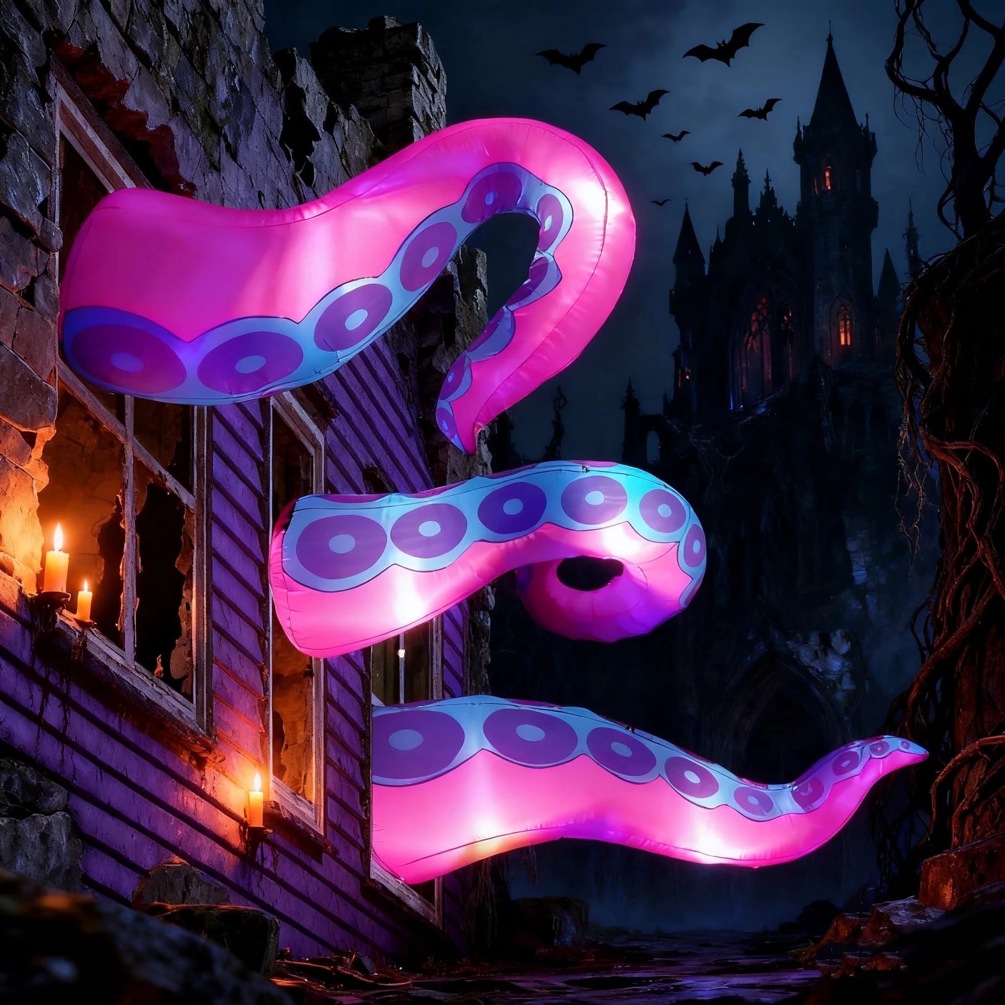 Joyfy 3 Pcs Halloween Inflatable Octopus Tentacle Decor 4.5ft/5ft/6ft Built-in LEDs | Lowe's
