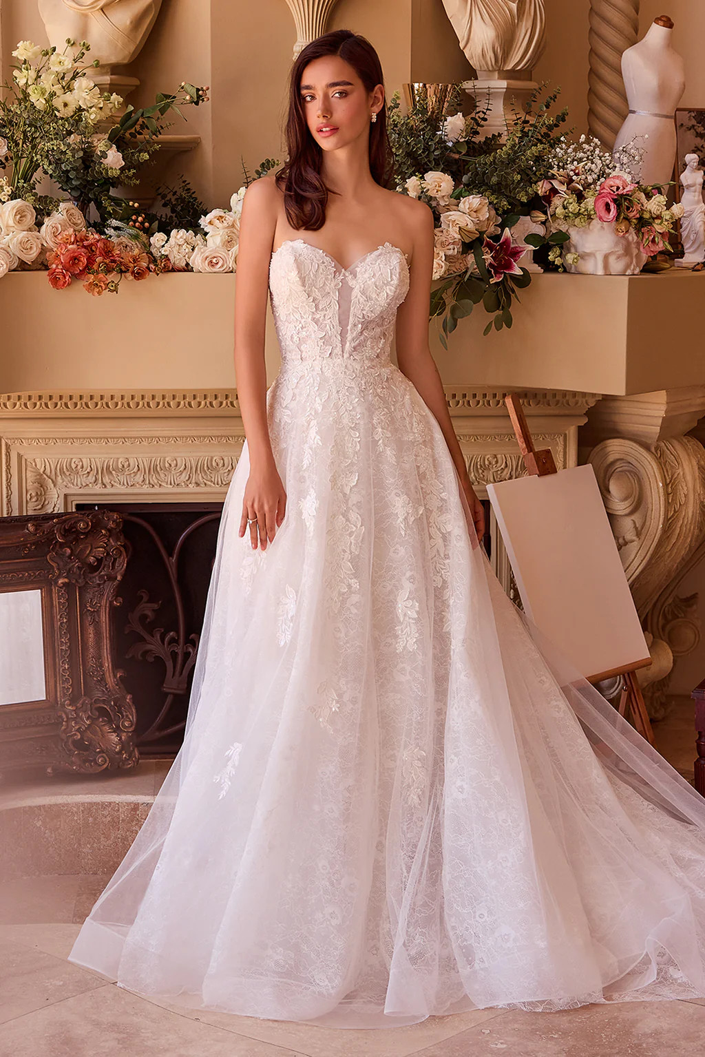 WL052 - Deep Sweetheart Strapless Bridal Ball Gown - Andrea & Leo | Lady Black Tie