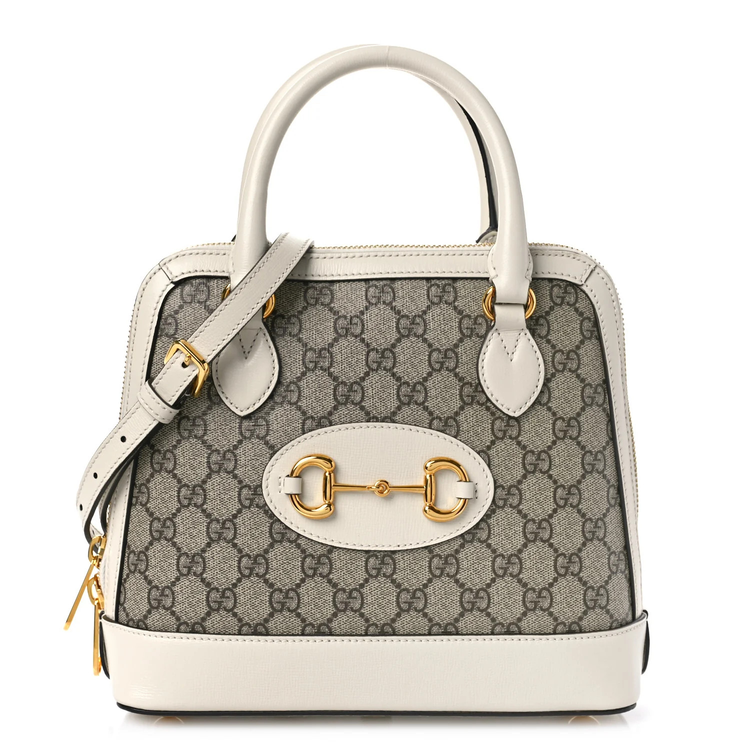GG Supreme Monogram Azalea Calfskin Small Horsebit 1955 Top Handle Bag Beige Ebony Mystic White | FASHIONPHILE (US)