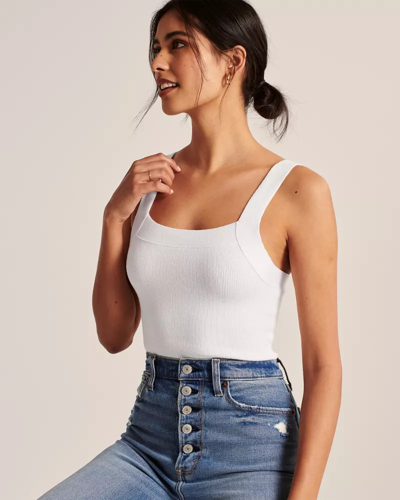 Square-Neck Knit Bodysuit | Abercrombie & Fitch (US)