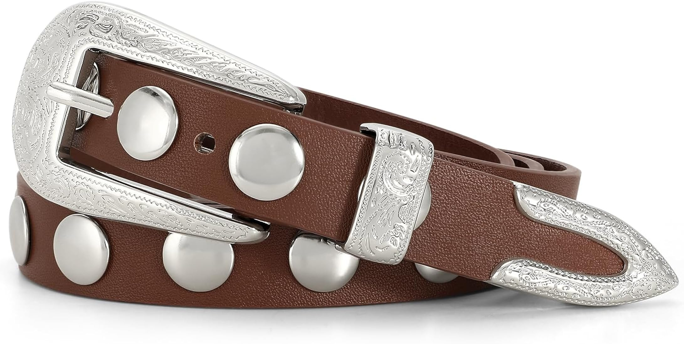 SANSTHS Women Studded Belt for Jeans Fashion Punk Leather Belt Vintage Western Ladies Belts for D... | Amazon (US)