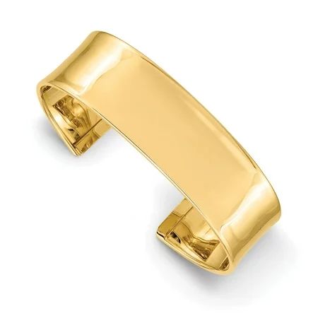 14K Yellow Gold bracelet Cuff 20 mm 19mm Polished Bangle | Walmart (US)
