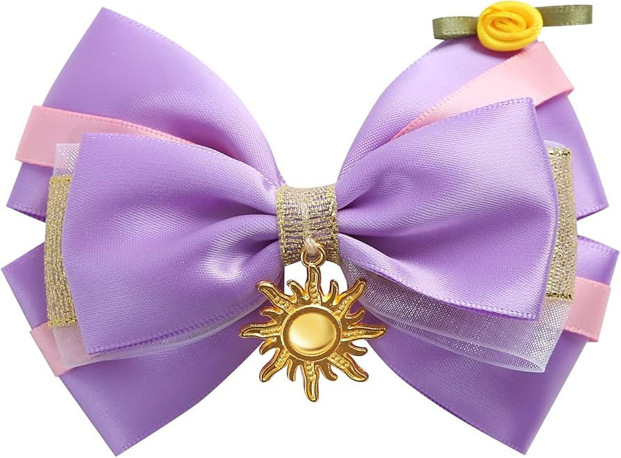 Princess Hair Bow Clips for Girls Women 4 Inch Birthday Gift Dress up Hair Accessories for Rapunz... | Amazon (US)