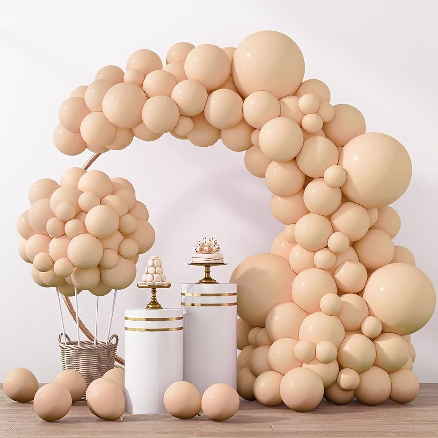 RUBFAC 129pcs Nude Balloons Different Sizes 18 12 10 5 Inch Latex Apricot Balloon Garland Arch fo... | Amazon (US)