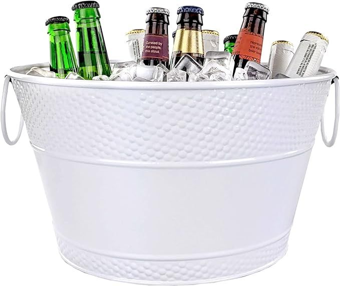 BREKX White Galvanized Beverage Bucket and Wine Bucket Chiller for Parties, Leak & Rust Resistant... | Amazon (US)
