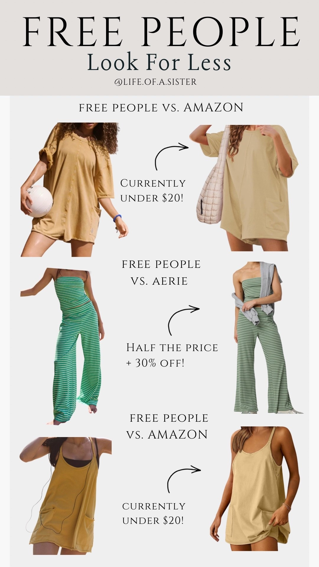 These Free People look-a-likes are currently on sale from Amazon and Aerie! Over half the price of the original! 

#LTKgrwm #LTKootd #LTKSaleAlert