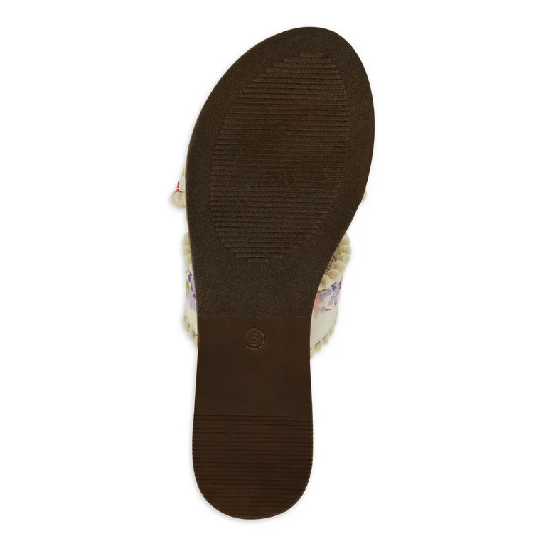 The Pioneer Woman Crossband Pom Pom Slide Sandals, Women's | Walmart (US)