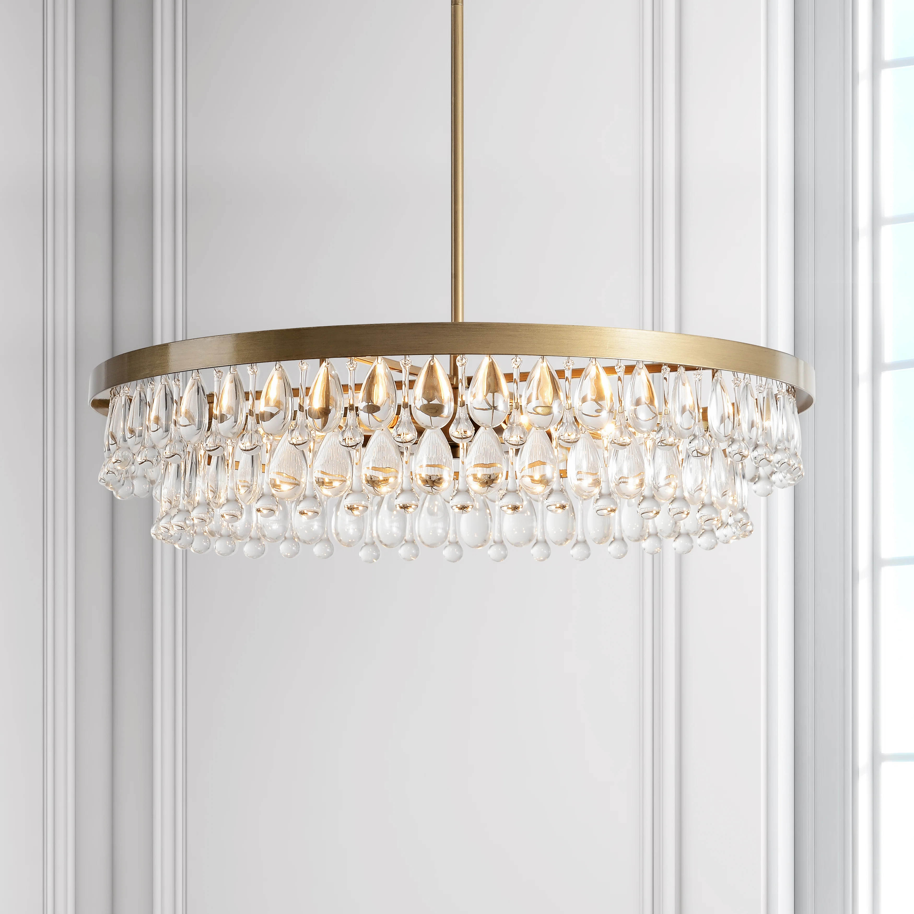 Jylian 6 - Light 24" Crystal Teardrop Brushed Brass Chandelier | Wayfair North America