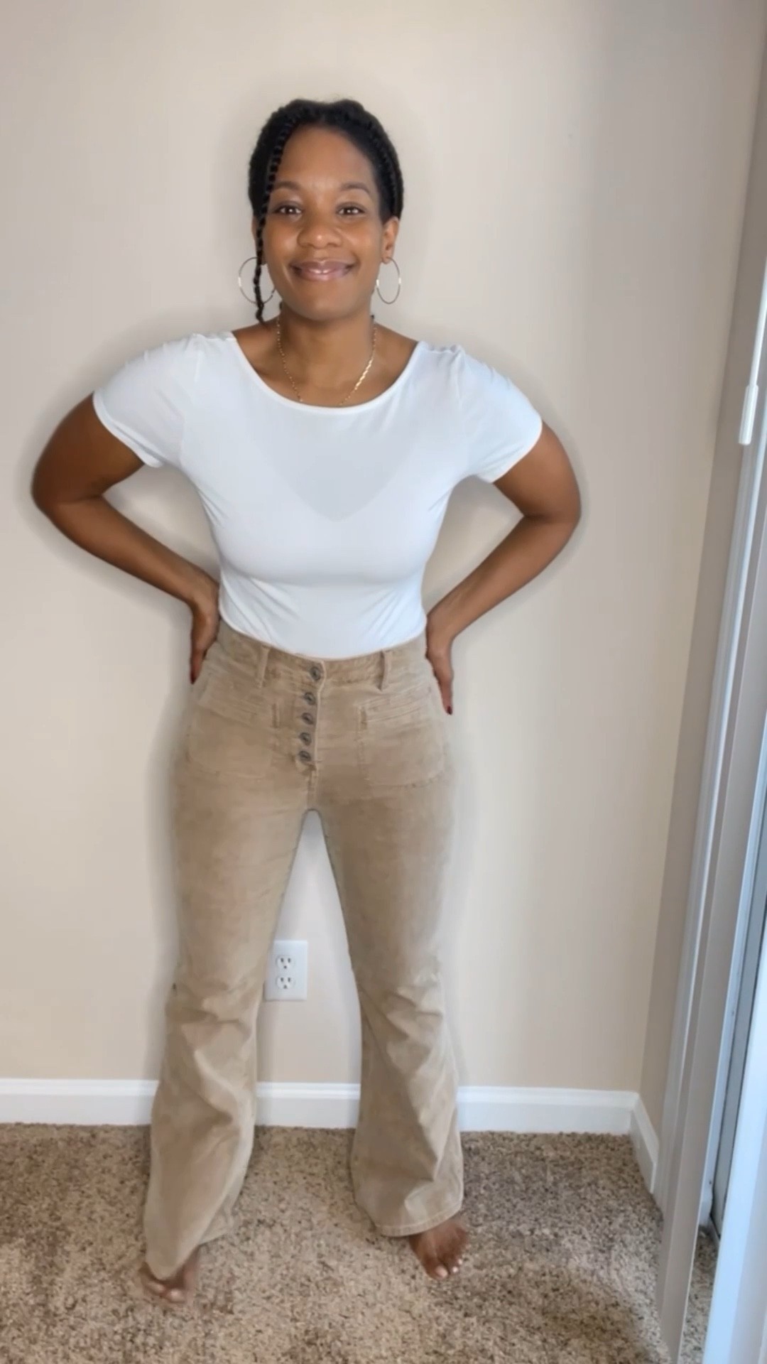 Fall outfit inspo:
Corduroy flares, flannel shirt, white bodysuit ,White sneakers 

#LTKstyletip #LTKsalealert #LTKSeasonal