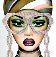 Choker + Chain_Anja Van Herle_Acrylic/Swarovski Crystals on Panel_Figurative