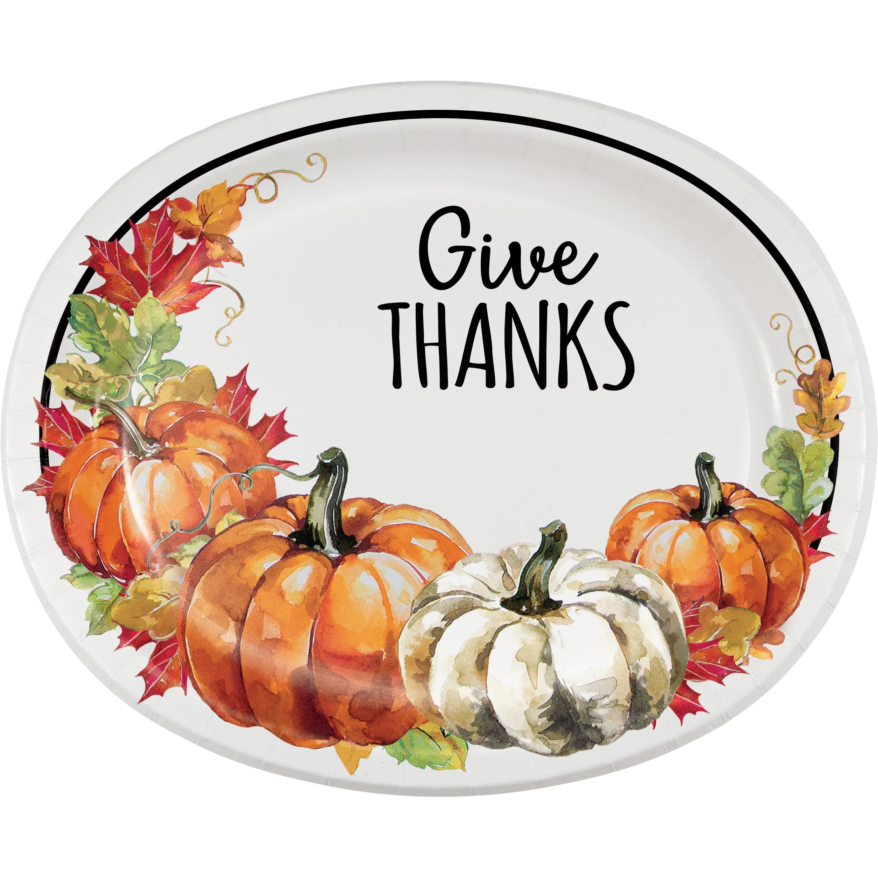 Way to Celebrate Give Thanks Thanksgiving Oval Paper Plates, 8 ct - Walmart.com | Walmart (US)