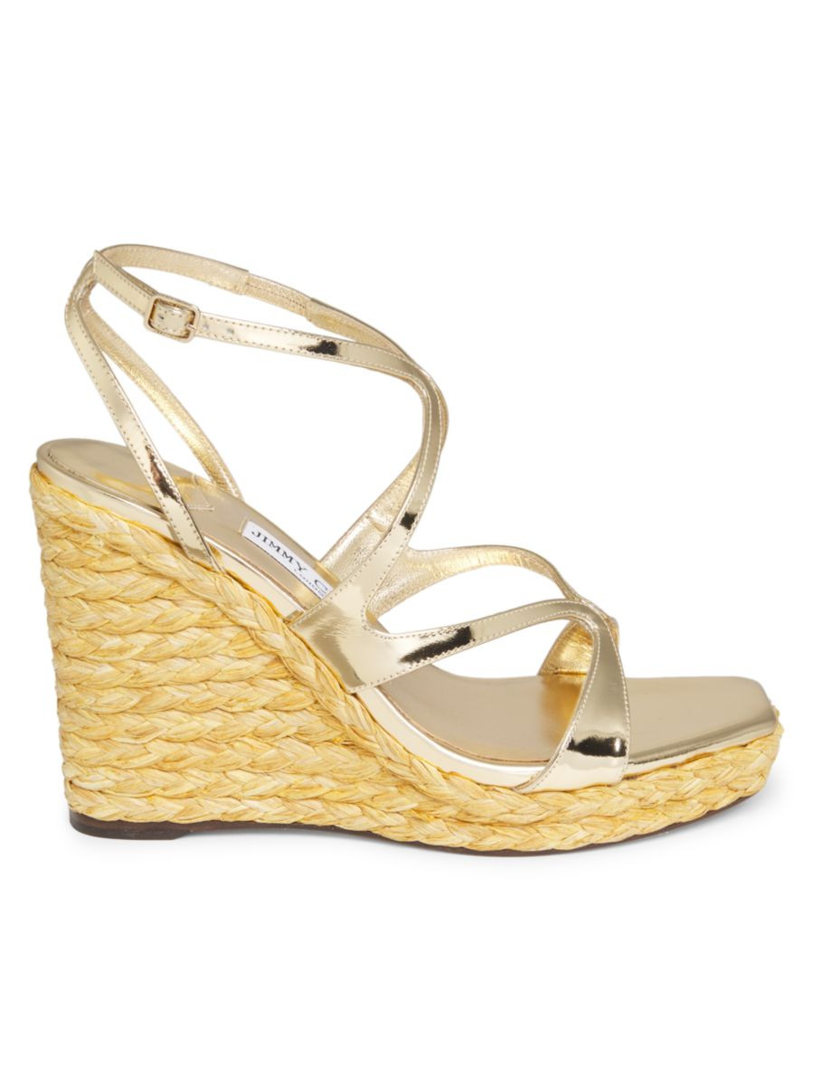 Ayla 110MM Metallic Leather Platform Wedge Sandals | Saks Fifth Avenue