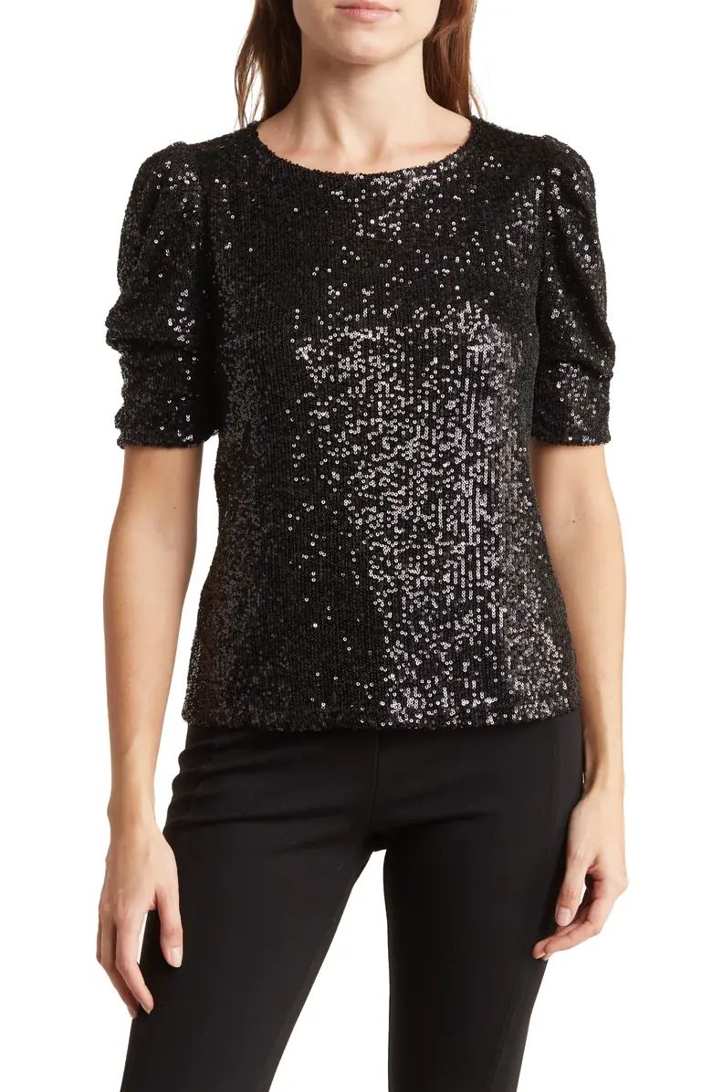 Ruched Sleeve Sequin Tee | Nordstrom Rack