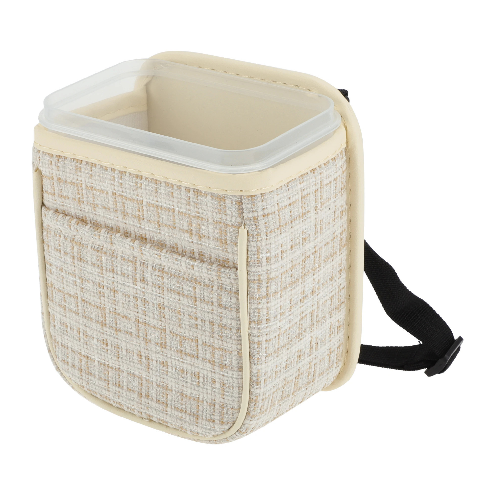 Unique Bargains Car Trash Can Portable and Hanging 5.9 Inch Length 4.3 Inch Width 7.5 Inch Height Trash Bin Fabric Beige 1pc one_size | Lowe's